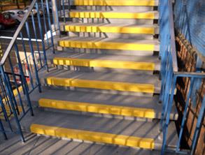 Steps restored with Belzona 4411 (Granogrip) in grey and yellow Steps restored with Belzona 4411 (Granogrip) in grey and yellow