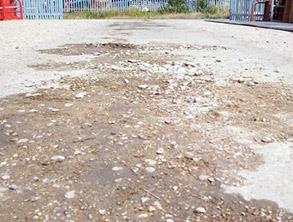 Repeated concrete damage at gas bottle unloading area Repeated concrete damage at gas bottle unloading area