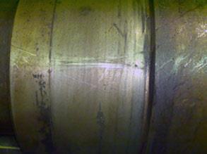 Worn and scored shaft Worn and scored shaft