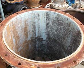 Pump casing showing little wear to the coating after 6 years in service Pump casing showing little wear to the coating after 6 years in service