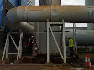 Corroded stack due to chemicals within the flue gas stream Corroded stack due to chemicals within the flue gas stream