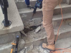 Preparing the stone back to firm substrate Preparing the stone back to firm substrate