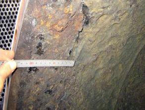 Metal loss caused as a result of corrosion on water box Metal loss caused as a result of corrosion on water box