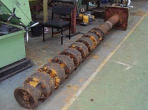 Cooling water pump with a damaged drive shaft waiting to be dismantled Cooling water pump with a damaged drive shaft waiting to be dismantled