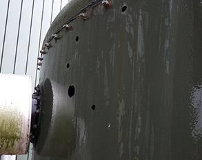 Through wall corrosion of tank wall Through wall corrosion of tank wall